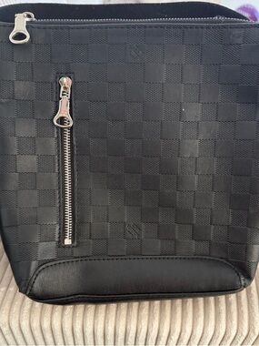Black Checker Pattern Crossbody Bag - Unbranded